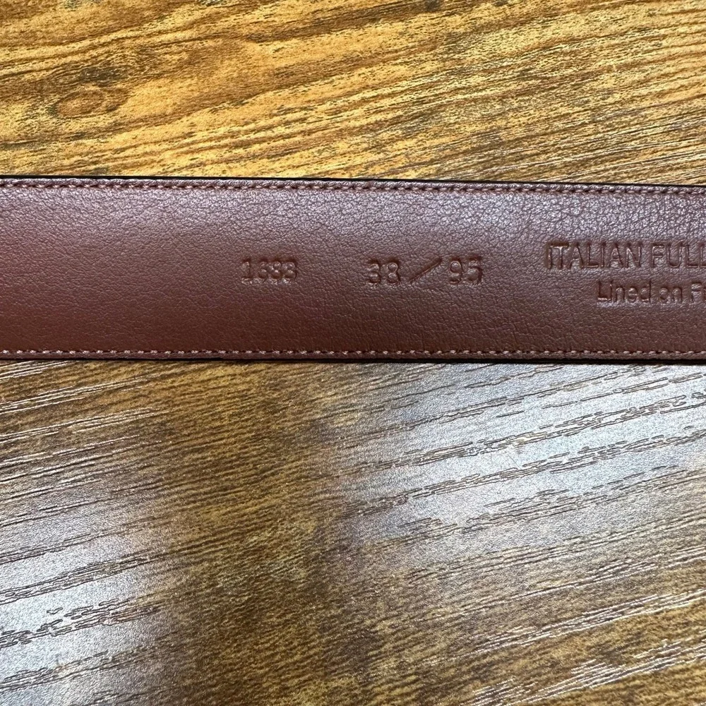 Roundtree & Yorke Mens Brown Italian Full Grain Leather Belt Solid Brass 38 95